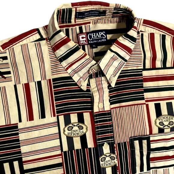 Ralph Lauren Chaps Vintage Shirt Mens XL* All Around Print Summer Camp Golf Club - Picture 1 of 11